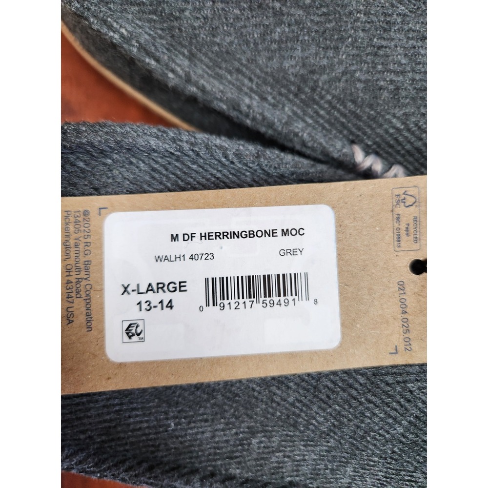 Dearfoam Men's Moccasin Slippers Herringbone Gel Memory Foam Size XL (13-14) NWT - Picture 2 of 4